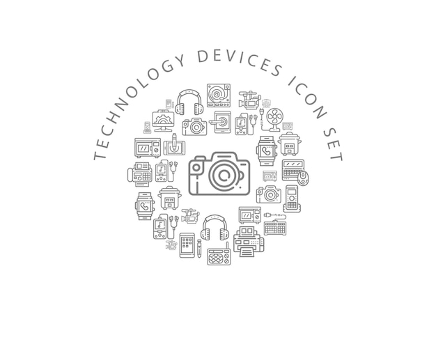 Technology devices icon set design