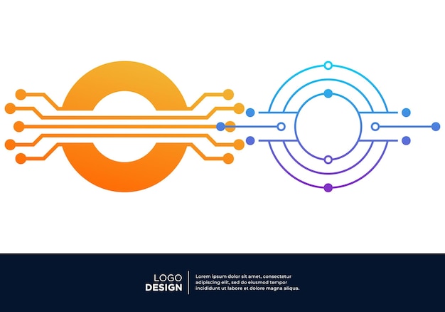technology digital initial letter o logo design