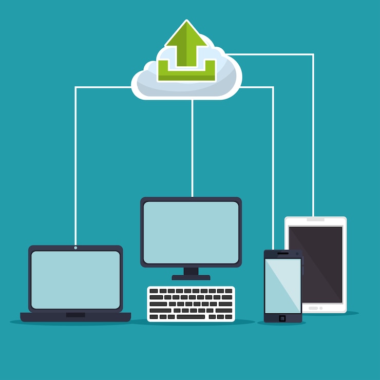 Vector technology digital upload process design isolated