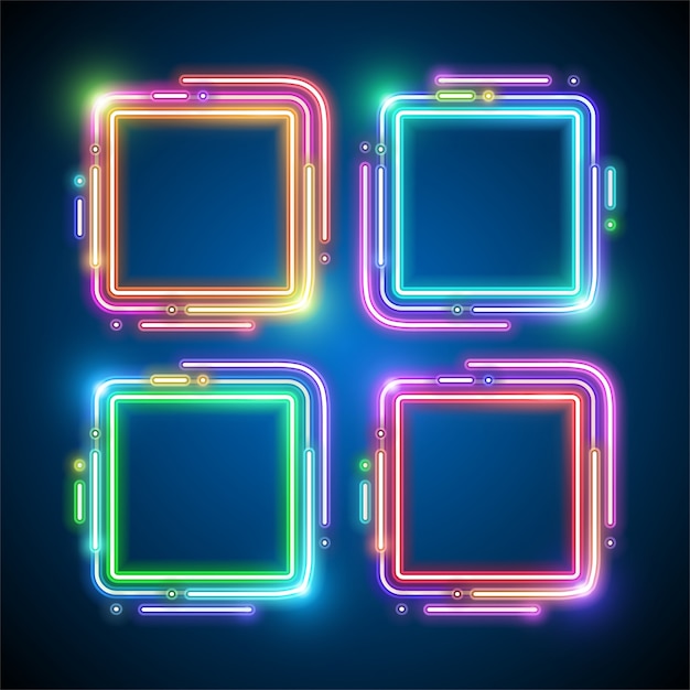 Technology frames design. Square neon design.