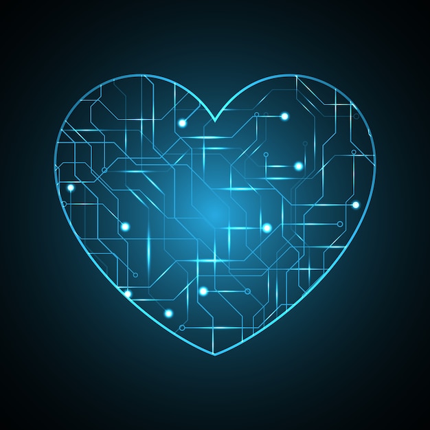technology future abstract circuit love heart