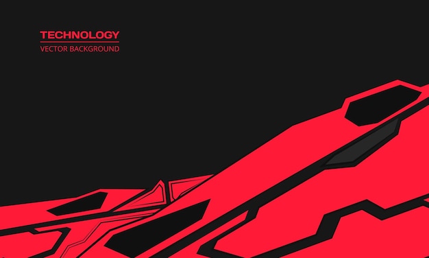 Technology futuristic red and black robotic gaming abstract background techno flat background abstract mechanical geometric crimson and black shape design vector illustration