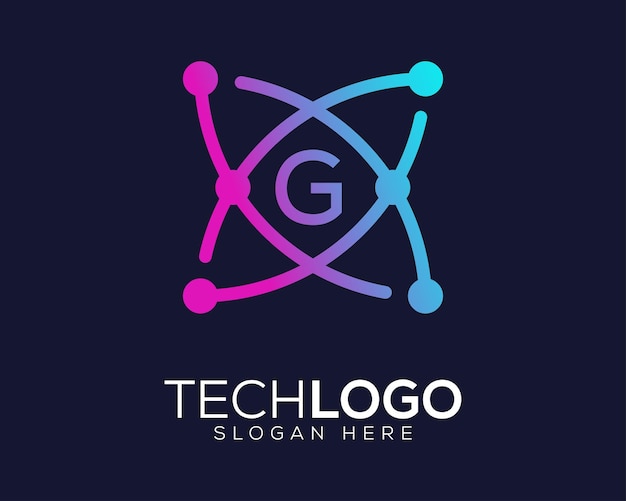 Технология градиентного цвета буква g логотип