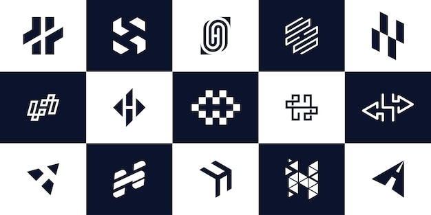 Technology h logo set negative space initial monogram creative and minimalist