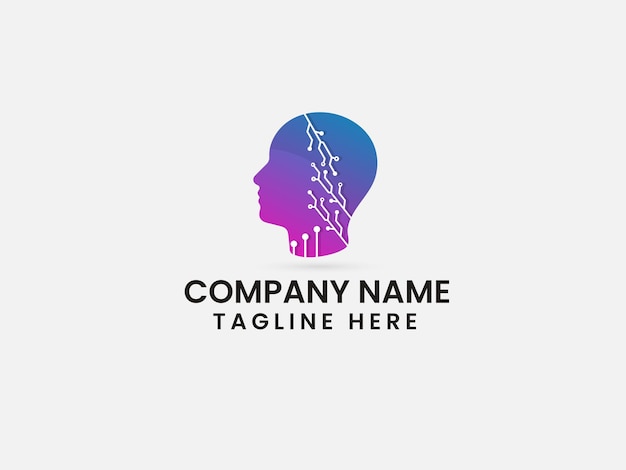 Technology head logo design Head tech Modern Science Man Premium tech logo Business Colorful