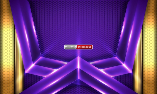 Technology hexagon background with gold and purple element combination concept