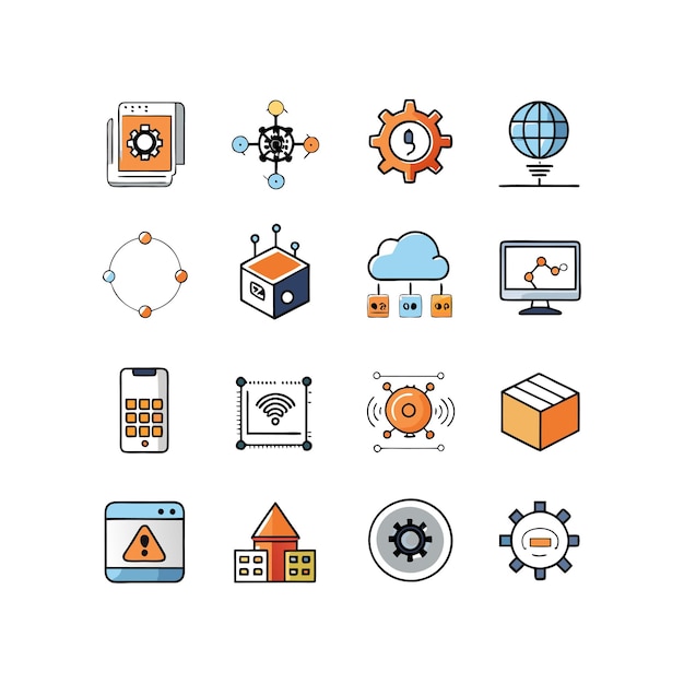 technology icon set vector illustration for documents websites and mobile applications