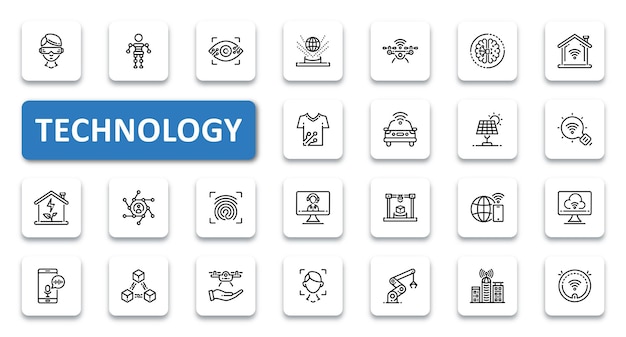 Technology icon set vector illustration thin line outline icons