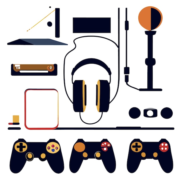 Technology Icons in Flat 2D Vector Style