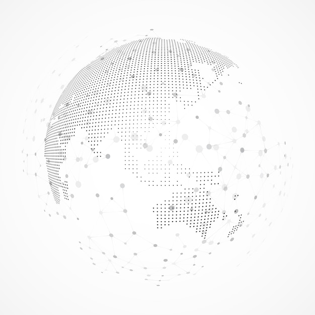 Immagine tecnologia del globo. punto e curva hanno costruito la sfera