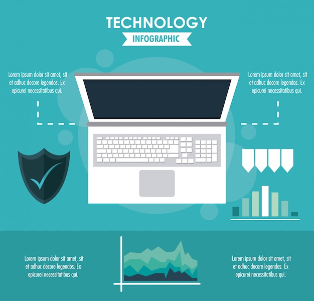 Technology infographic with statistics and elements