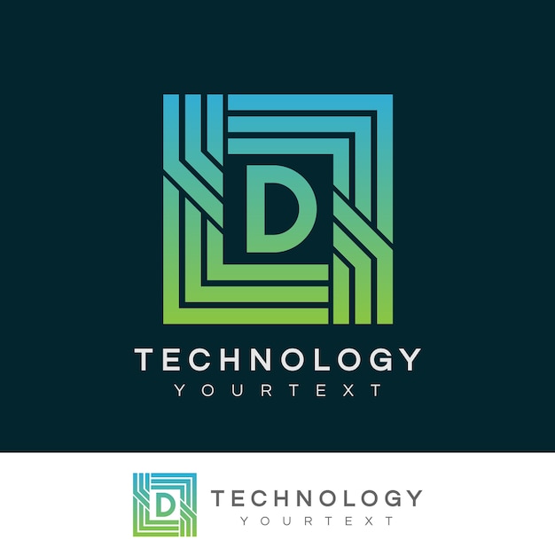 технология начального письма D Логотип дизайн