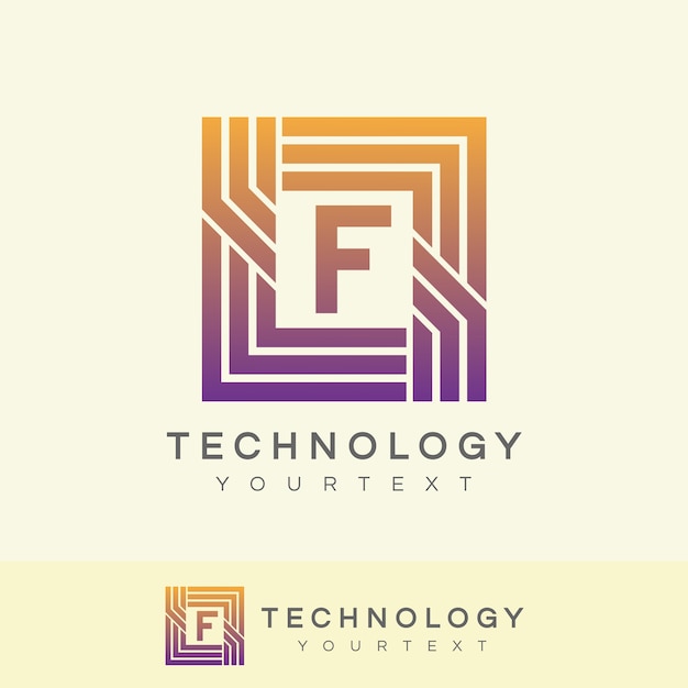 Tecnologia iniziale lettera f logo design