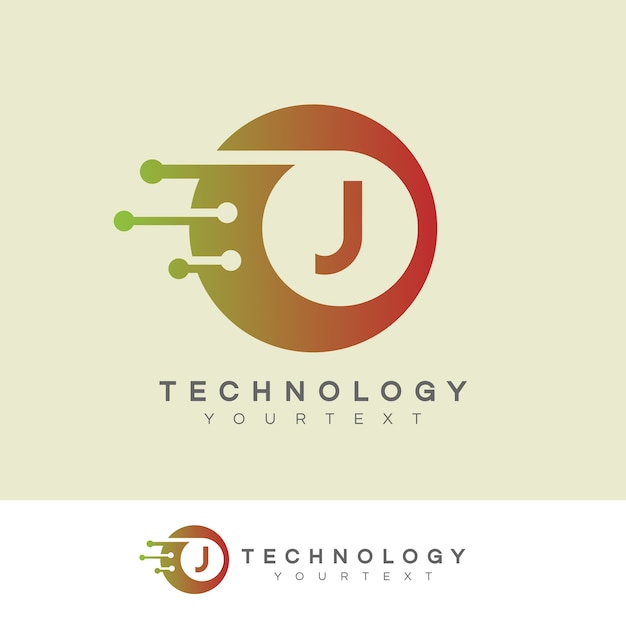 Tecnologia iniziale lettera j logo design