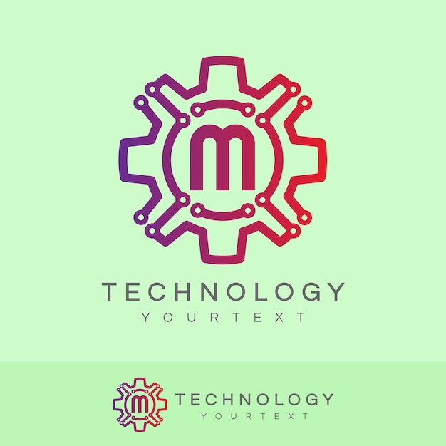 Tecnologia iniziale lettera m logo design