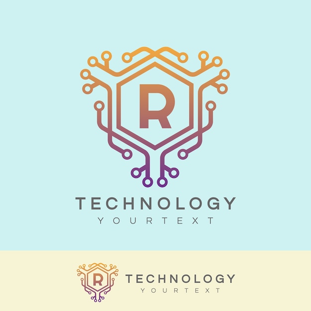 technology initial Letter R Logo design