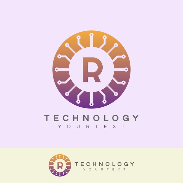 Tecnologia iniziale lettera r logo design