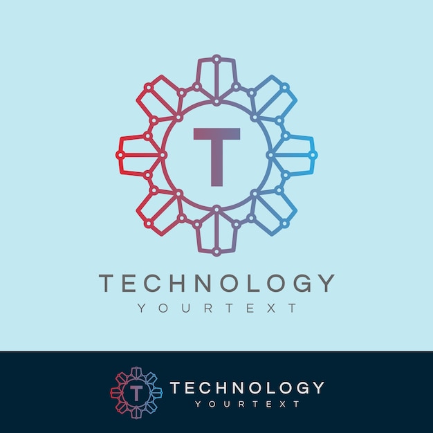 Tecnologia iniziale lettera t logo design