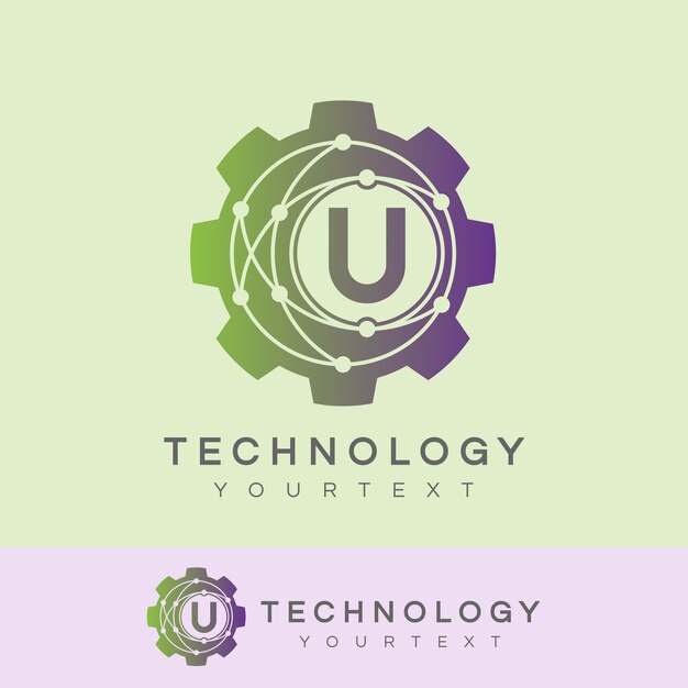 Tecnologia iniziale lettera u logo design