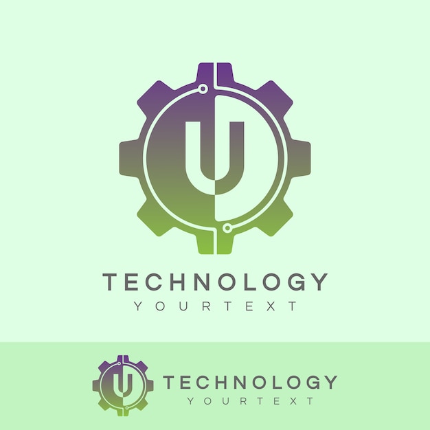Technology initial letter u logo design