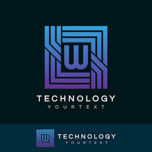 Technology initial letter w logo design