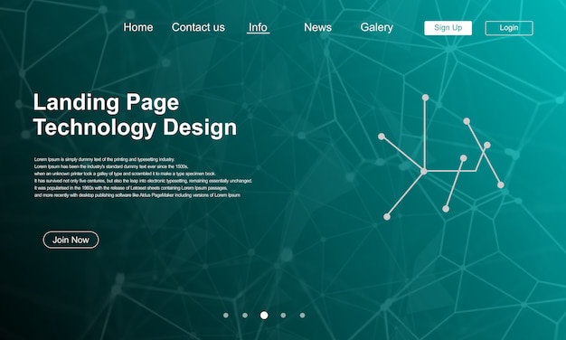 Vettore tecnologia landing page design con traffico di sfondo