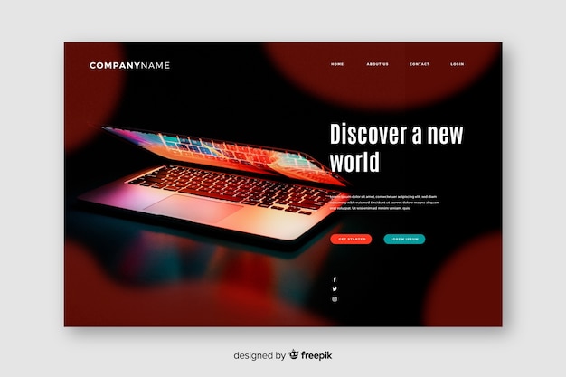 Technology landing page with laptop