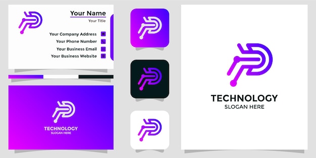 Technology letter p design logo