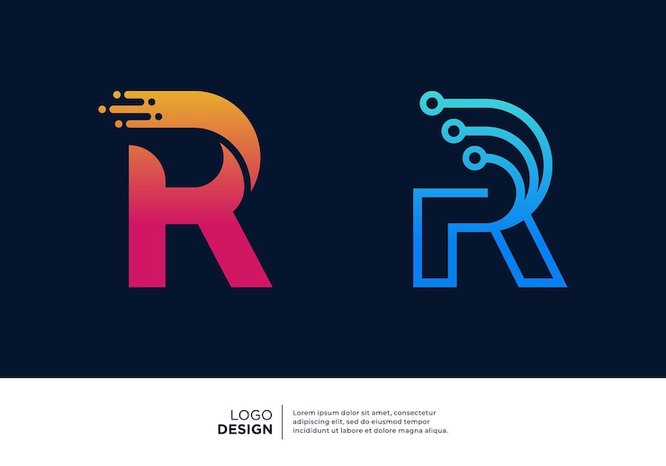 Vector technology letter r logo design creative and modern logo design