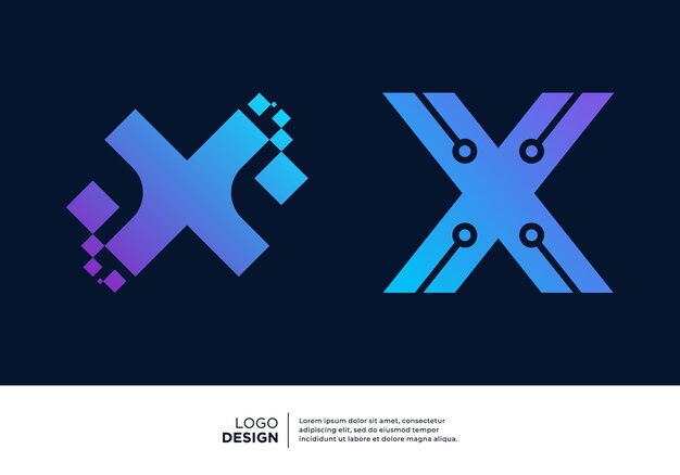 Technology letter x logo design creative and modern logo design