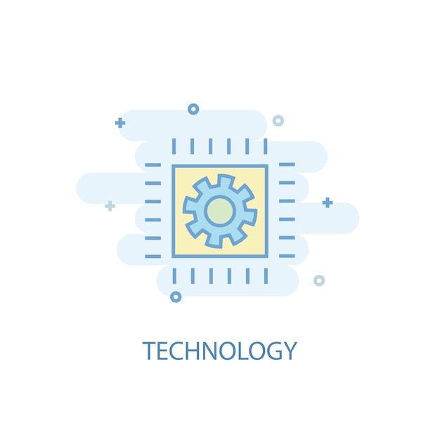 Concetto di linea tecnologica. icona della linea semplice, illustrazione colorata. simbolo di tecnologia design piatto. può essere utilizzato per ui/ux