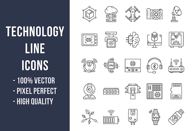 ベクトル テクノロジーラインのアイコン