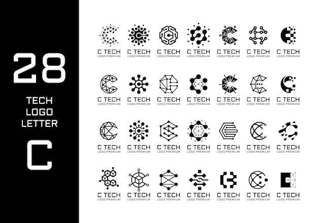 ベクトル テクノロジー ロゴ バンドル文字 c