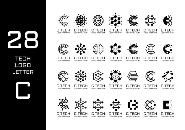 Vector technology logo bundle letter c