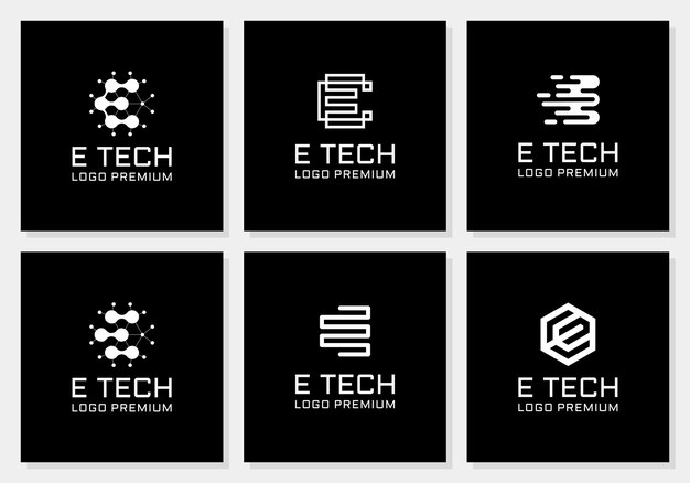 Буква e с логотипом технологии