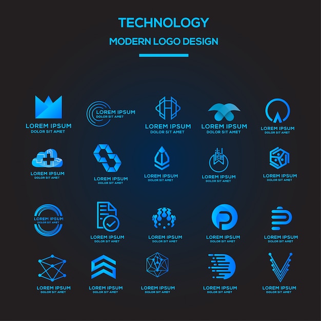 Modello di raccolta del logo della tecnologia