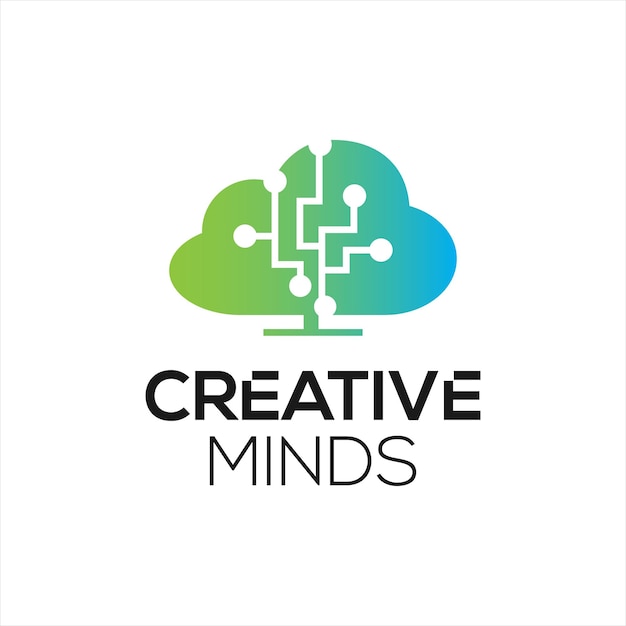 Technology logo design inspiration with digital mind vector