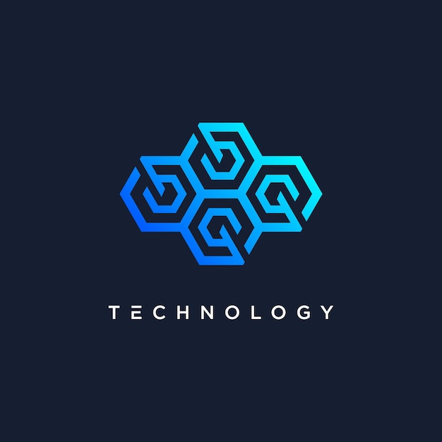 Technology logo design vector element with hexagonal concept