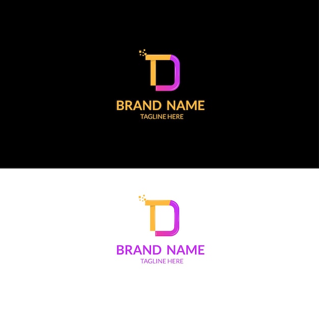 Vector technology logo design with letter t and d combination mark logo