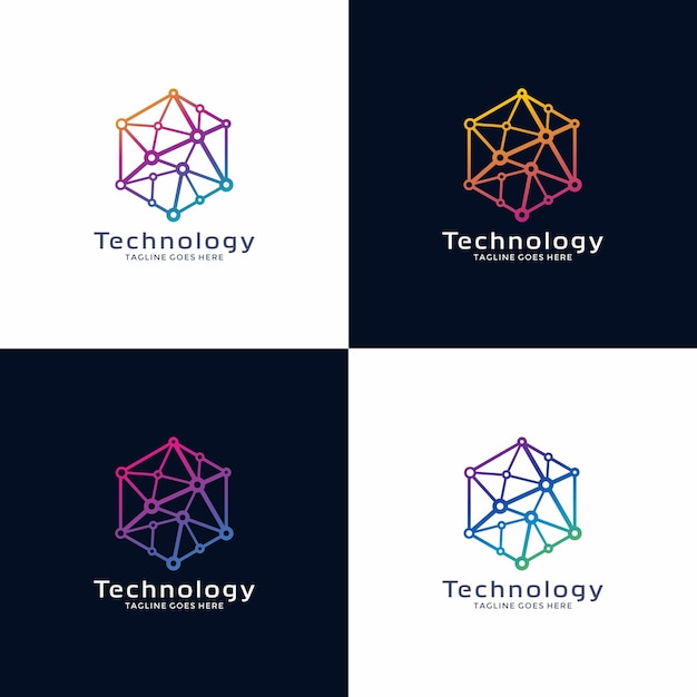 Vector technology logo design with option color