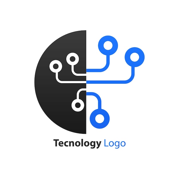 Progettazione vettoriale del logo tecnologico.