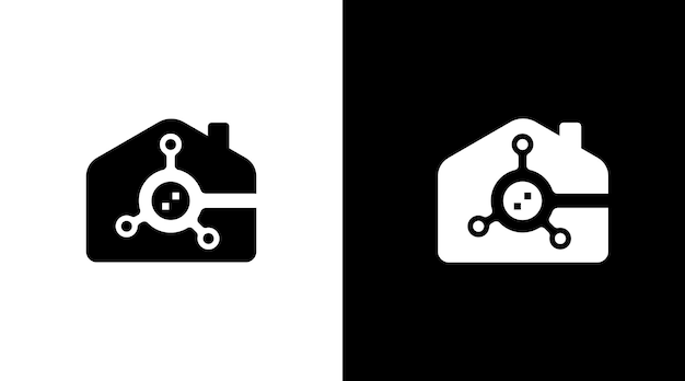 Technology logo warehouse black and white icon illustration style Designs templates