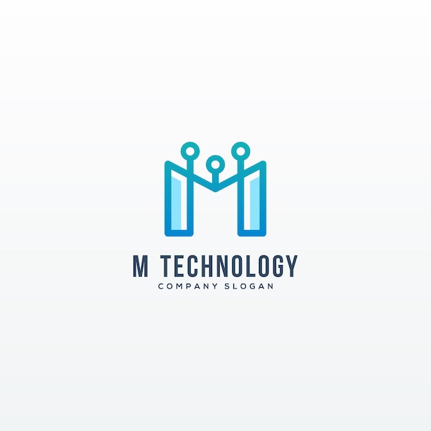 Technology logo with letter M vector illustration