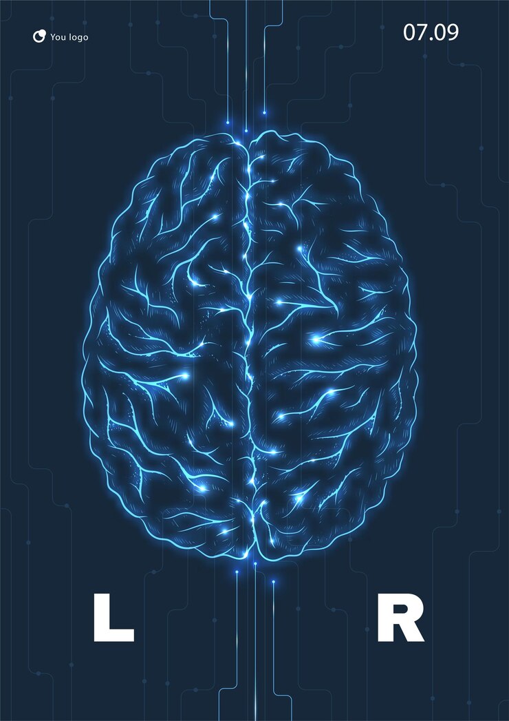 Vector technology medical banner with brains infographics and educational materials neuroscience and