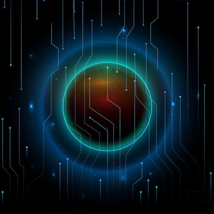 Vector technology microchip background digital transformation