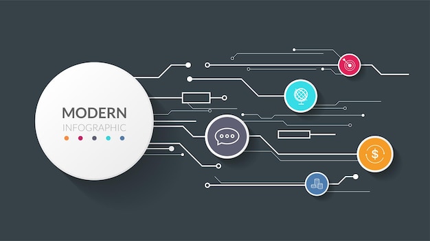 기술 현대 Infographic 다채로운 종이 컷 아이콘 벡터 일러스트 레이 션