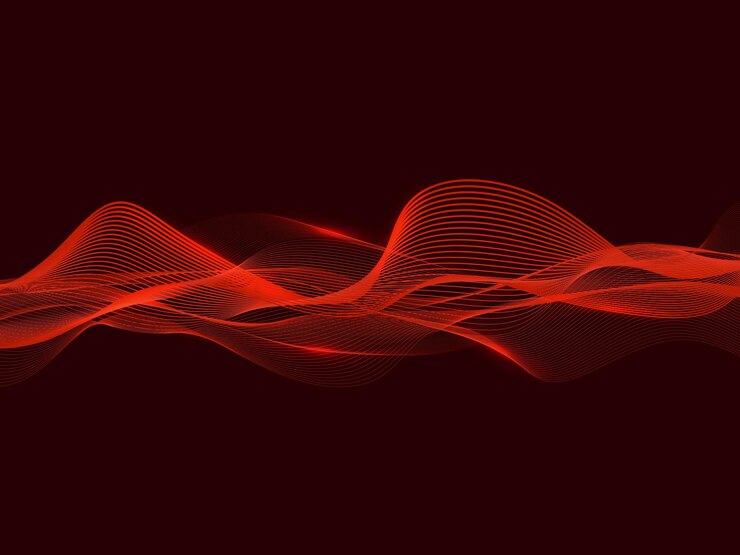 Vector technology neon red wave lines abstract background vector illustration