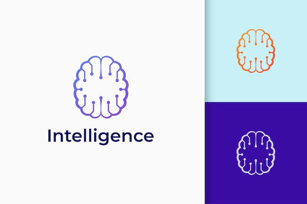 Вектор Логотип технологии или науки в форме мозга представляет знания и идеи