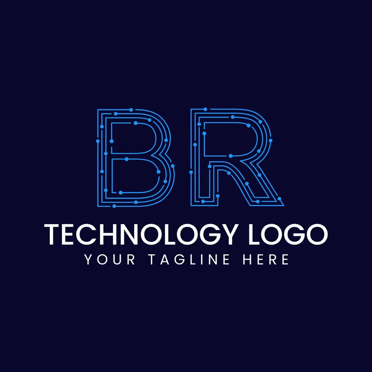 Vector technology outline font letter with dots and lines