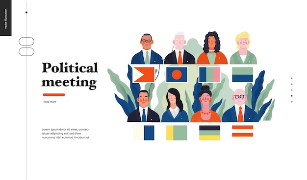 Vector technology political meeting flat vector concept digital illustration political meeting metaphor